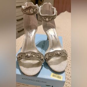 ANTONIO MELANI Silver Embellished Heels